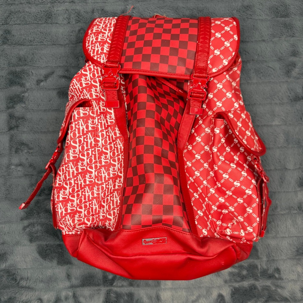 Sprayground Limited Edition The Journey Begins Red Checkerboard Backpack 14649